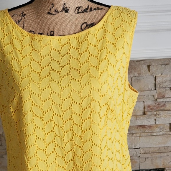 Loft sunshine yellow eyelet cutout sun dress size‎ 12 - Picture 2 of 6